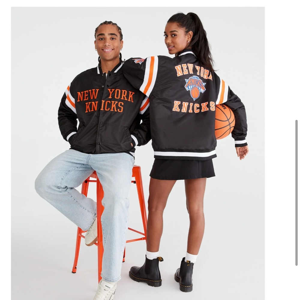 Brand New New York Knicks Black and Orange Bomber Jacket